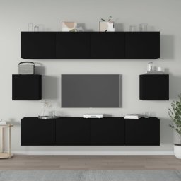  vidaXL vidaXL 6-częściowy zestaw szafek telewizyjnych, czarny