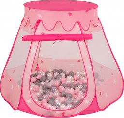  Selonis Selonis Namiot zamek NZ-100X z piłeczkami 6cm różowy: perła-szary-transparent-pudrowy róż 105x90cm/100piłek Zabawka namiot dla dzieci