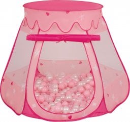  Selonis Selonis Namiot zamek NZ-100X z piłeczkami 6cm różowy: pudrowy róż-perła-transparent 105x90cm/100piłek Zabawka namiot dla dzieci