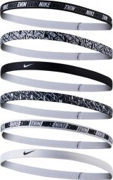  Nike Opaska do włosów Nike Printed Headbands 6 szt biało czarne (N.000.2545.176)