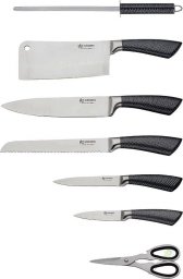 Elitehoff Noże kuchenne w bloku Elitehoff E 6262 stalowe + stojak zestaw noży szare