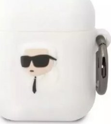  Karl Lagerfeld Etui ochronne na słuchawki Karl Lagerfeld do AirPods 1/2 cover biały/white Silicone Karl Head 3D