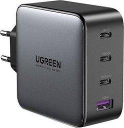 Ładowarka Ugreen Ładowarka sieciowa UGREEN CD226, 3x USB-C, 1x USB-A, GaN, PD3.0, QC4+, 100W + kabel 1.5m (szary)