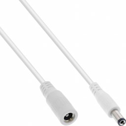 Kabel zasilający InLine InLine® DC extension cable, DC plug male/female 5.5x2.5mm, AWG 18, white, 2m