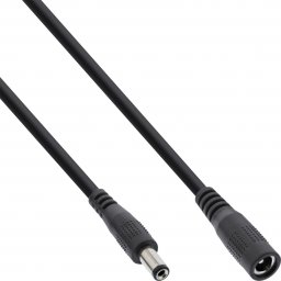 Kabel zasilający InLine InLine® DC extension cable, DC plug male/female 5.5x2.1mm, AWG 18, black, 1m