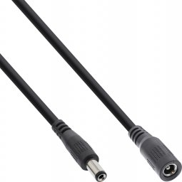 Kabel zasilający InLine InLine® DC extension cable, DC plug male/female 5.5x2.5mm, AWG 18, black, 3m
