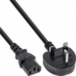 Kabel zasilający InLine InLine® Power cable UK/England plug to 3pin IEC C13, black, 2m