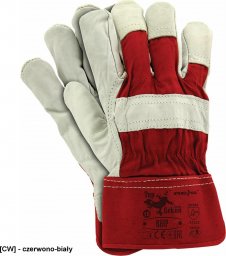  R.E.I.S. RHIP - Rękawice ochronne wzmacniane skórą bydlęcą - czerwono-biały
