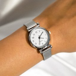 Zegarek OTIEN Zegarek damski srebrny Oise z małą białą tarczą cyfry