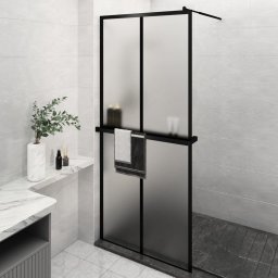  vidaXL vidaXL Ścianka prysznicowa z półką, czarna, 90x195 cm, ESG i aluminium