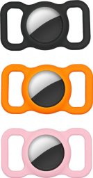  4smarts 4smarts Silicone Case PetSet dla AirTag etui na  AirTag 3 szt. (1 x Black, 1 x Orange, 1 x Pink) 540289