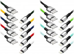 Kabel USB Orno USB-A - Lightning 1.2 m Wielokolorowy (CABEXCBRAILIGH1.2MIX)