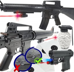  tomdorix M16 Amerykański Karabin Na Kulki Snajperka Replika ASG + Pistolet + Granat Kulek Bezszw.