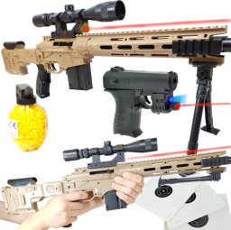  tomdorix Amerykański Karabin Snajperski Na Kulki [M107] z Laserem + Pistolet z Laserem + Granat
