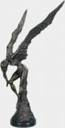 rzezbyzbrazu Modernistyczna Uskrzydlona Kobieta Duża Rzeźba z Brązu