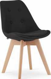  Taakie Meble Krzesło NORI - czarny materiał - nogi naturalne x 4