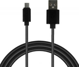 Kabel USB KABEL TYP 1 - USB NA MICRO USB - METALOWE KOŃCÓWKI QC 3.0 1 METR CZARNY
