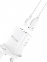 Ładowarka Dudao Dudao ładowarka sieciowa wtyczka UK (Wielka Brytania) 2xUSB-A 2.4A biała + kabel USB-A - Lightning biały