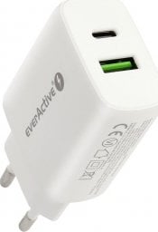 Ładowarka EverActive Ładowarka sieciowa everActive SC-370Q z gniazdem USB QC3.0 oraz USB-C PD PPS 25W