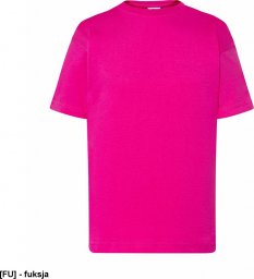  JHK T-shirt JHK TSRK 150 - dziecięca/młodzieżowa z krótkim rękawem wzmocniony lycrą ściągacz, 100% bawełna, 155g - fuksja. 12-14