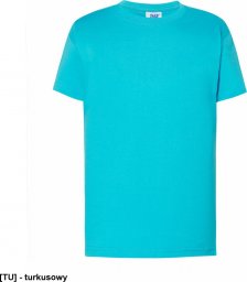  JHK T-shirt JHK TSRK 190 - dziecięca/młodzieżowa z krótkim rękawem wzmocniony lycrą ściągacz, 100% bawełna, 190g - turkusowy. 9-11