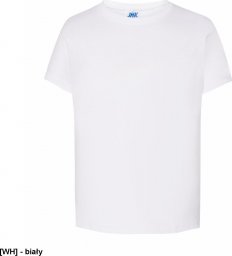  JHK T-shirt JHK TSRK 190 - dziecięca/młodzieżowa z krótkim rękawem wzmocniony lycrą ściągacz, 100% bawełna, 190g - biały. 12-14