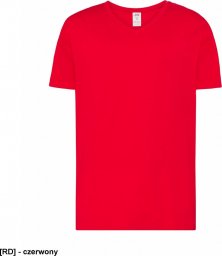  JHK T-Shirt V-neck JHK TSUA PICO - męska koszulka V-NECK z krótkim rękawem, wzmocniony lycrą, ściągacz, 100% bawena stabilizowana - czerwony M