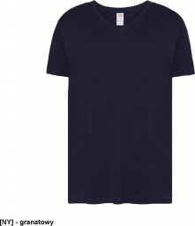  JHK T-Shirt V-neck JHK TSUA PICO - męska koszulka V-NECK z krótkim rękawem, wzmocniony lycrą, ściągacz, 100% bawena stabilizowana - granatowy XL