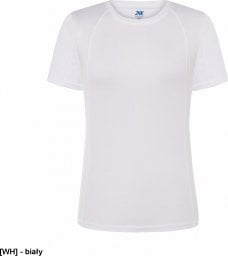  JHK T-shirt JHK SPORTLADY damski sportowy - dopasowany do sylwetki, dekoracyjne przeszycia przd, tył, rękawy, 100% poliester, 130g, - biały L