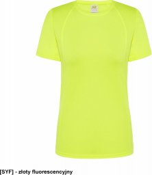  JHK T-shirt JHK SPORTLADY damski sportowy - dopasowany do sylwetki, dekoracyjne przeszycia przd, tył, rękawy, 100% - złoty fluorescencyjny L