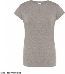  JHK T-shirt damski JHK TSRLPRM - premium z krótkim rękawem, dopasowany do sylwetki, single jersey, 170 g - szary melanż S