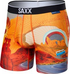  SAXX Bokserki męskie sportowe SAXX VOLT Boxer Brief kamper - pomarańczowe M