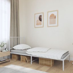  vidaXL vidaXL Metalowa rama łóżka z wezgłowiem, biała, 90x200 cm