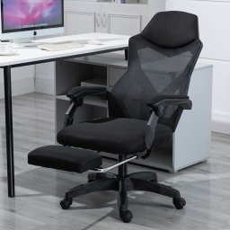 Krzesło biurowe Hedo Ergonomiczny, obrotowy fotel biurowy, krzesło z zagłówkiem i podnóżkiem  czarny