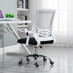 Krzesło biurowe Hedo Ergonomiczny obrotowy fotel biurowy, krzesło z siatki- biało/czarny