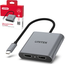 Adapter USB Unitek V1404B USB-C - HDMI x2 Srebrny (V1404B)