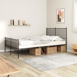  vidaXL vidaXL Metalowa rama łóżka z wezgłowiem i zanóżkiem, czarna, 140x200cm