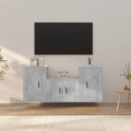  vidaXL vidaXL 3-częściowy zestaw szafek telewizyjnych, szarość betonu
