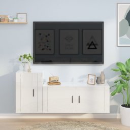  vidaXL vidaXL Zestaw 2 szafek TV, biały, połysk, materiał drewnopochodny
