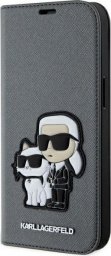Karl Lagerfeld Etui KLBKP14SSANKCPG Apple iPhone 14 bookcase srebrny/silver Saffiano Karl & Choupette