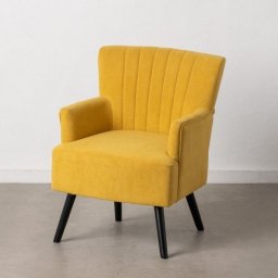  Bigbuy Home Fotel 63 x 50 x 83 cm Tkanina syntetyczna Drewno Żółty