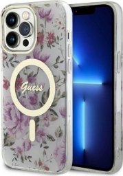  Guess Guess Flower MagSafe - Etui iPhone 14 Pro Max (Przezroczysty)
