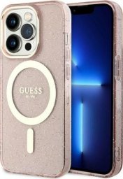  Guess Guess Glitter Gold MagSafe - Etui iPhone 14 Pro Max (Różowy)