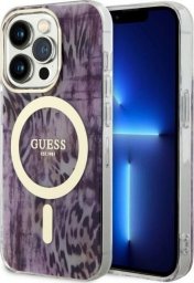  Guess Guess Leopard MagSafe - Etui iPhone 14 Pro (Różowy)