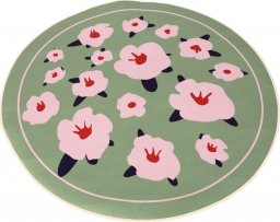  Hedo Okrągły dywan, antypoślizgowy 80 x 80 cm - wzór Kwiaty, zielony