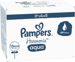 Pampers Chusteczki nawilżane Harmonie Aqua 15x48 szt. [Plastic Free]