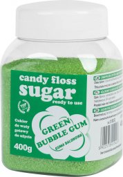  GSG24 Kolorowy cukier do waty cukrowej zielony o smaku gumy balonowej 400g Kolorowy cukier do waty cukrowej zielony o smaku gumy balonowej 400g
