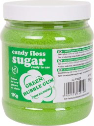  GSG24 Kolorowy cukier do waty cukrowej zielony o smaku gumy balonowej 1kg Kolorowy cukier do waty cukrowej zielony o smaku gumy balonowej 1kg