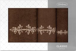  Eurofirany Komplet ręczników bawełnianych z haftem KAMELIA 30x50 + 50x90 + 70x140 brązowy