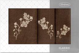  Eurofirany Komplet ręczników bawełnianych z haftem BLOSSOM 30x50 + 50x90 + 70x140 beżowy